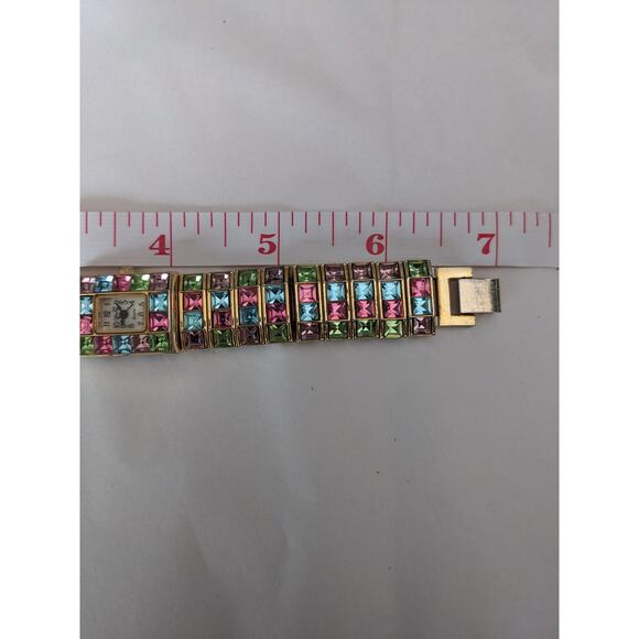 Swanie Women's Mulicolored Sparkle Rhinestone Watch 7in Working - Picture 4 of 7
